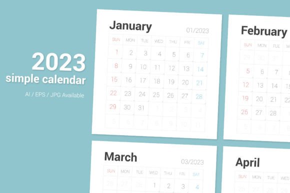 2023 Simple Calendar [Sunday] Clean Sunday Start Design