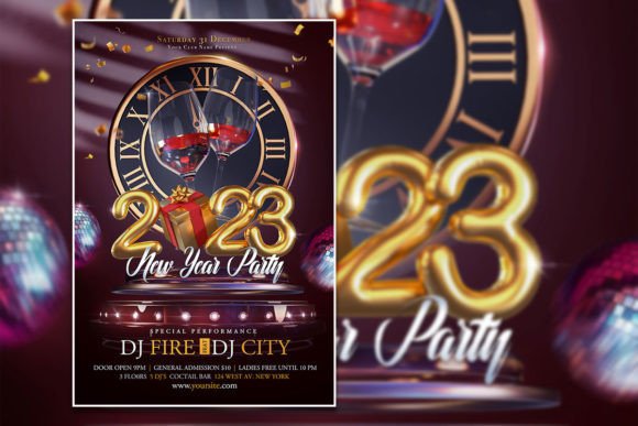 Create Your 2023 New Year Party Poster or Flyer