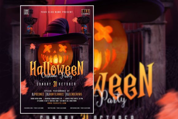 Halloween Costume Party Flyer: Editable PSD Template