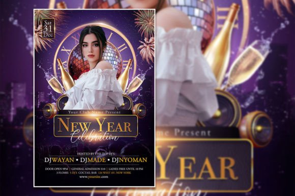 Happy New Year Celebration Poster and Flyer Template