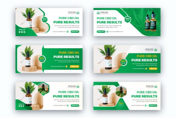 Professional Hemp Oil CBD Product Facebook Cover Set