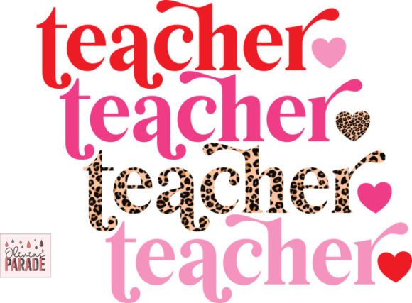 Valentines Teacher Stacked Png